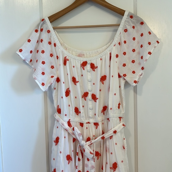 Anthropologie Esme Embroidery Maxi Dress | White + Red | Size Medium - Picture 7 of 13